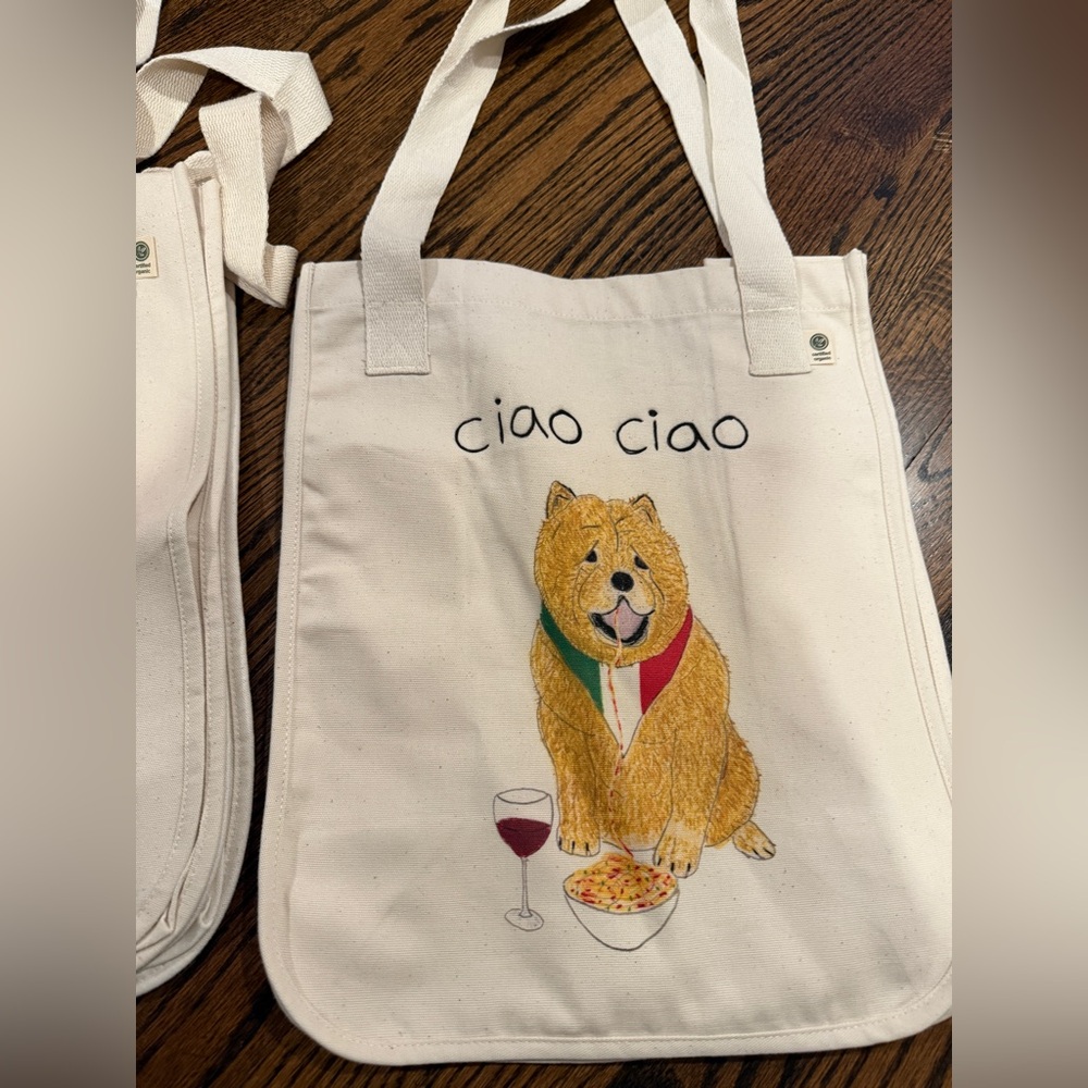 Ciao Ciao Dog Print Tote Bag - Cream